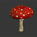 Vibrant Red Mushroom Vegetable with White Spots and White Stem on Dark Background