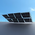 Efficient Solar Panels Array Installation With Metal Mounting Frame On Blue Background 3d model