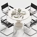 Modern Dining Table and Chair Round Dining Table Dining Chair Single Chair Tableware 3d model
