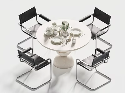 Modern Dining Table and Chair Round Dining Table Dining Chair Single Chair Tableware 3d model