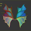 Shiny Butterfly Wing Shaped Decorative Household Item With Turquoise Green And Purple Colors