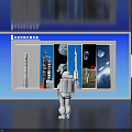 Shanghai Science and Technology Museum Background Wall with Display Window Astronaut Rocket Buildings Space Elements 3d model