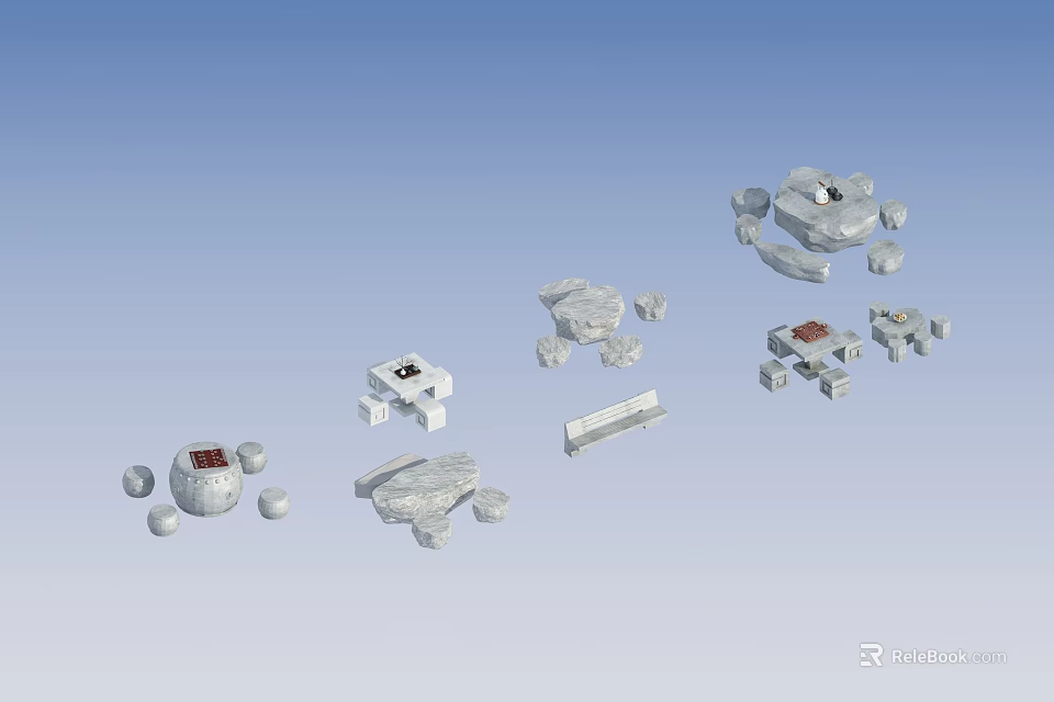 Outdoor Table Design With Various Components And Assembly Parts Elements 3d model