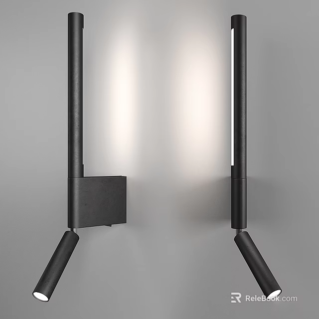 Modern Minimalist Wall Lamp With Black Metal Structure And Soft Warm Illumination 3d model 