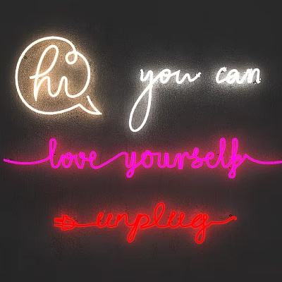 Neon Decorative Lights with Hi You Can Love Yourself Unplug Letter Designs 3d model
