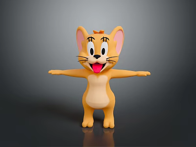 Game And Movie Yellow Cartoon Character With Big Ears Open Arms And Smiling 3d model