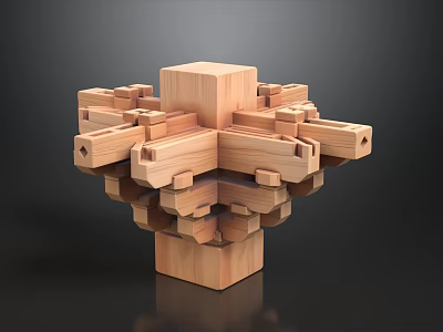 Wooden Sofa And Coffee Table Combination With Geometric Design For Living Room 3d model