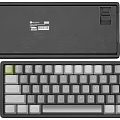 Computer Keyboard With Gray White Keys Green Accents Multiple Angles And Port Details 3d model