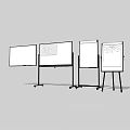 Educational Drawing Tools With Whiteboards Easels And Math Equation Displays 3d model