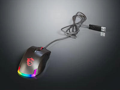 Professional Wired Gaming Mouse With RGB Lighting Ergonomic Design And USB Connector 3d model