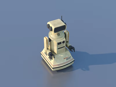 Light Colored Small Household Robot With Mechanical Arms And Compact Design 3d model