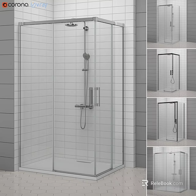 Modern Shower Sauna Enclosure With Glass Walls And Handheld Shower Head 3d model 