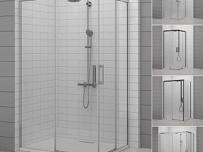 Modern Shower Sauna Enclosure With Glass Walls And Handheld Shower Head 3d model