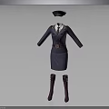 Professional Stewardess Uniform with Cap Jacket Skirt Belt and Boots