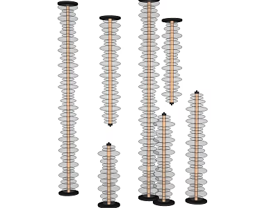 Modern Floor Lamps For Home Decor With Multiple Heights Spiral Design Gray Orange Black Bases 3d model