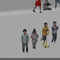 Children in Different Poses Standing Sitting Playing With Ball and Casual Outfits