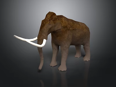 Realistic Woolly Mammoth 3D Model With Brown Fur Long White Tusks 3d model