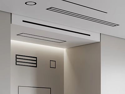 Modern Interior Ceiling Design With Built In Air Conditioner Vents And Sleek Lines 3d model