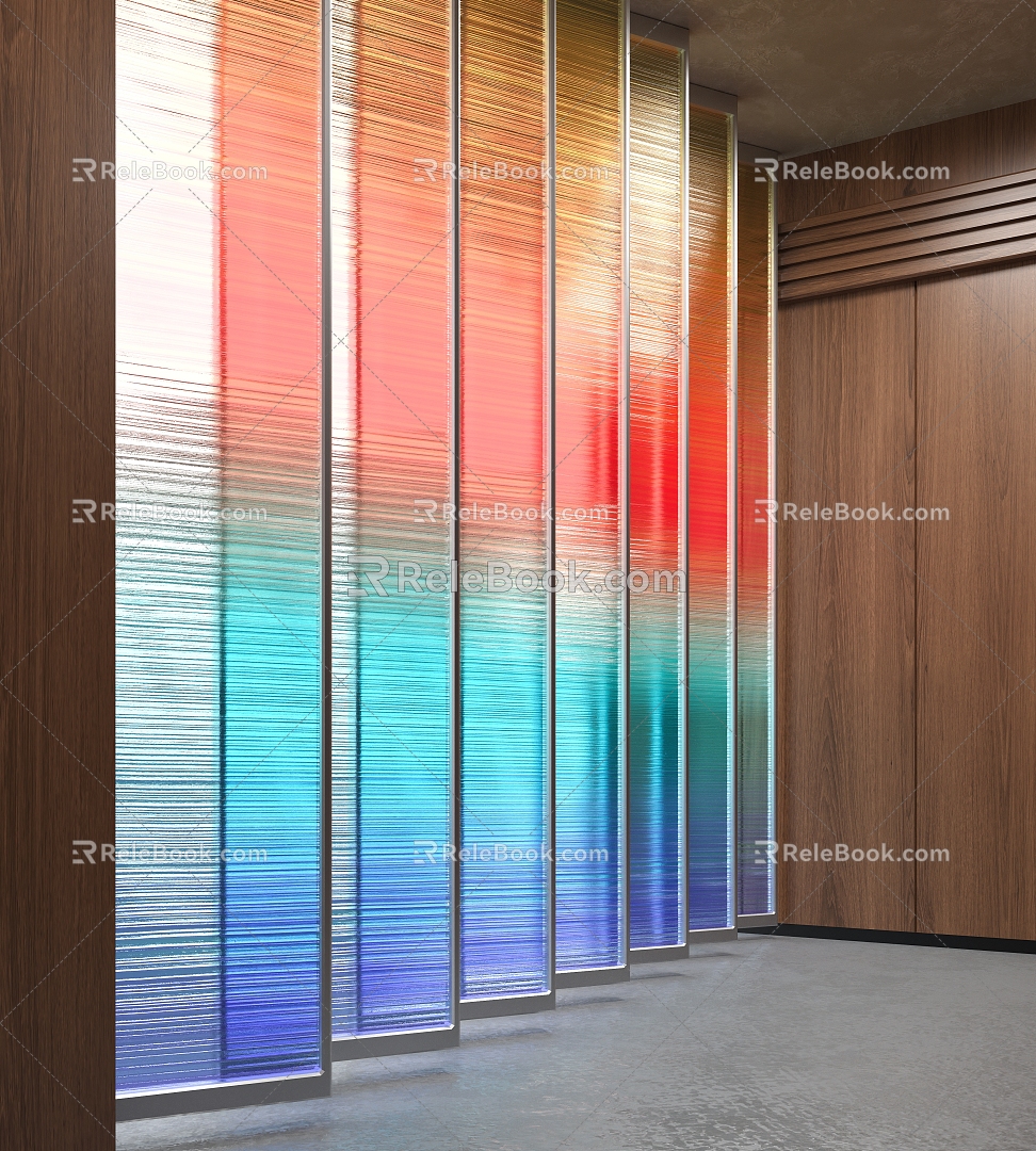 Modern art glass partition 3d model