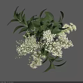 Transparent Vase With White Flowers And Green Leaves Fresh Floral Arrangement