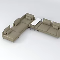 Modern Beige L shaped Sofa Set With Comfortable Seating And Coffee Table 3d model
