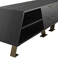 Modern Black Wooden TV Stand With Gold Metal Legs And Storage Cabinets Design