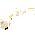 Creative Yellow Playground Equipment With Slides Climbing Structures And Circular Platforms 3d model