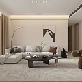 Modern Living And Dining Area Interior With White Sofa TV Wall Coffee Table And Decorative Painting