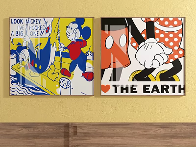 Cartoon Wall Art With Mickey Daisy Minnie And Earth Heart Design 3d model