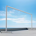 Outdoor Metal Clothes Rack With Hanging Clothes On Balcony Under Blue Sky
