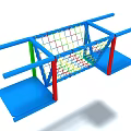 Outdoor Kids Playground Equipment With Colorful Climbing Net And Blue Frame