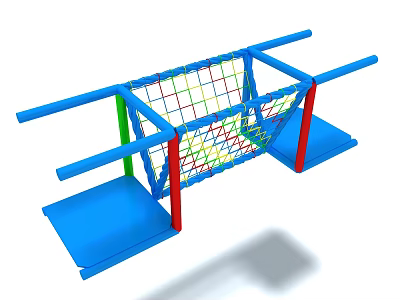 Outdoor Kids Playground Equipment With Colorful Climbing Net And Blue Frame 3d model