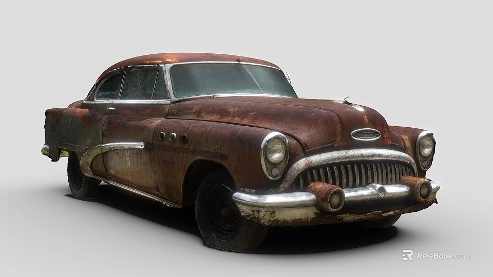 Rusty Vintage Classic Car With Old Exterior And Retro Design Features 3d model 