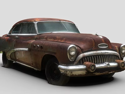 Rusty Vintage Classic Car With Old Exterior And Retro Design Features 3d model