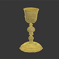 Decorative Golden Silver Chalice With Intricate Carvings And Ornate Base