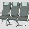 Public Chairs With Three in a Row Gray Seats White Headrests Metal Frames and Armrests