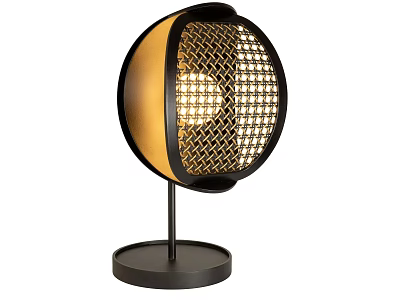 Modern Spherical Table Lamp With Mesh Pattern Black Base And Warm Light Glow 3d model