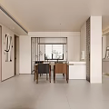 Modern Living and Dining Room Interior With TV Wall Wooden Elements And Green Plant