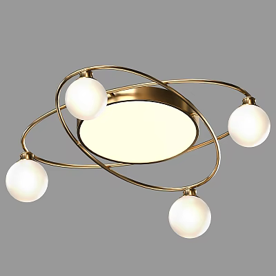 Modern Ceiling Light With Gold Circular Structure And Spherical Shades 3d model Modern Ceiling Light With Gold Circular Structure And Spherical Shades 3d model