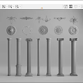 European Roman Column Roman Column Combination Column Carved Lamp Plate 3d model