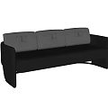 Modern Sectional Sofa With Black Leather Seats Gray Fabric Backrests And Geometric Patterns 3d model