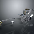 Futuristic Sci Fi Mechanical Structure with Platform Sphere Ladder and Extended Components 3d model