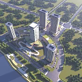 Aerial Planning Of Urban Development With High Rise Buildings Green Spaces And Road Networks
