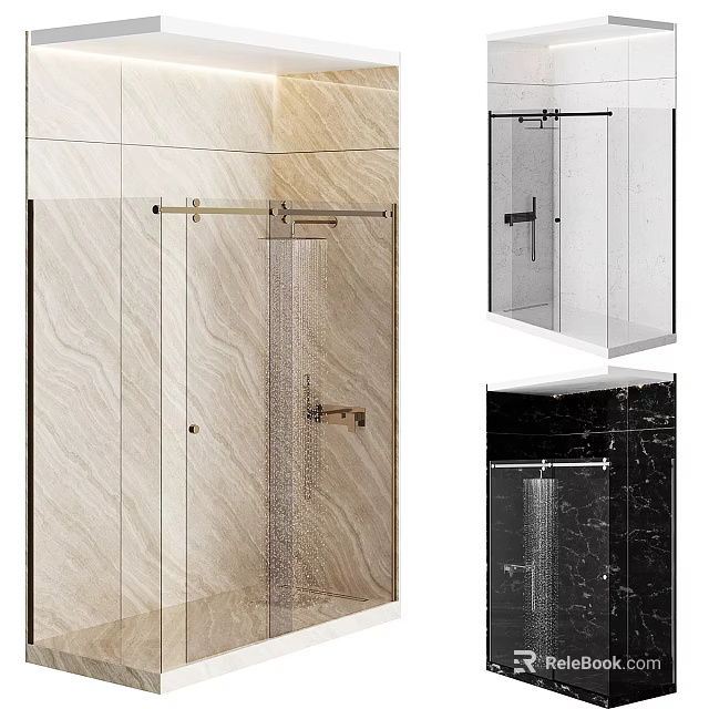 Modern Shower Sauna Enclosure With Glass Door And Stainless Steel Fixtures 3d model 