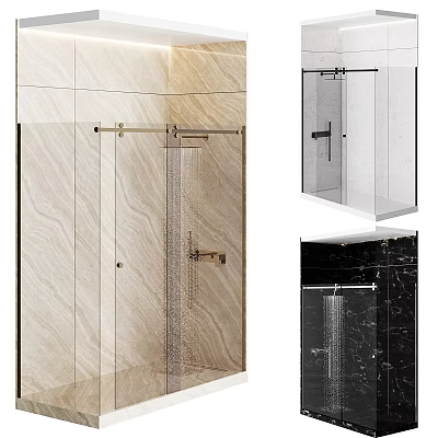 Modern Shower Sauna Enclosure With Glass Door And Stainless Steel Fixtures 3d model