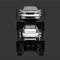 Multi Level Car Transporter Loading White Cars On Upper And Lower Decks 3d model