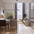 Elegant Modern Apartment Interior With Open Living Area Sofa Wooden Flooring And Staircase