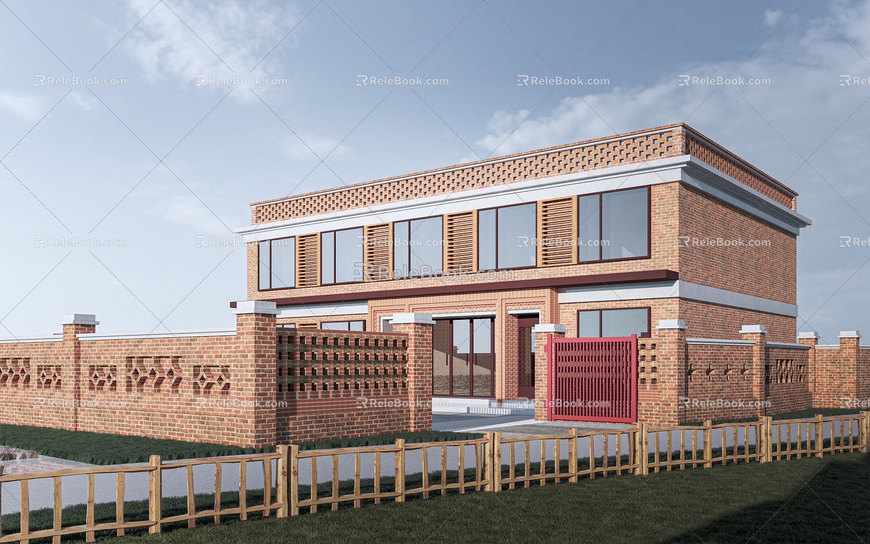 Country House Country Villa Red Brick Building Country Bungalow 3d model