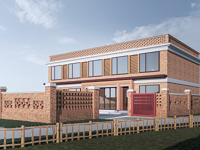 Country House Country Villa Red Brick Building Country Bungalow 3d model