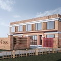 Country House Country Villa Red Brick Building Country Bungalow 3d model